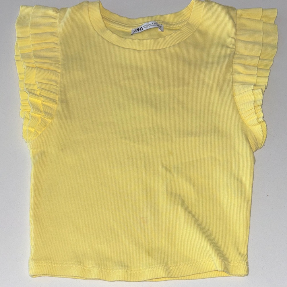 Yellow Ruffled Sleeve Top